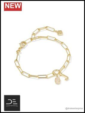 Gold Plated Initial Letter Bracelet Rose Quartz Chain Charm Women Gift